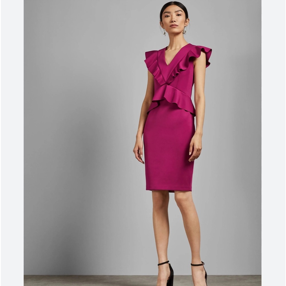 Ted Baker London Alair Ruffle Peplum Bodycon Dress in Size 2